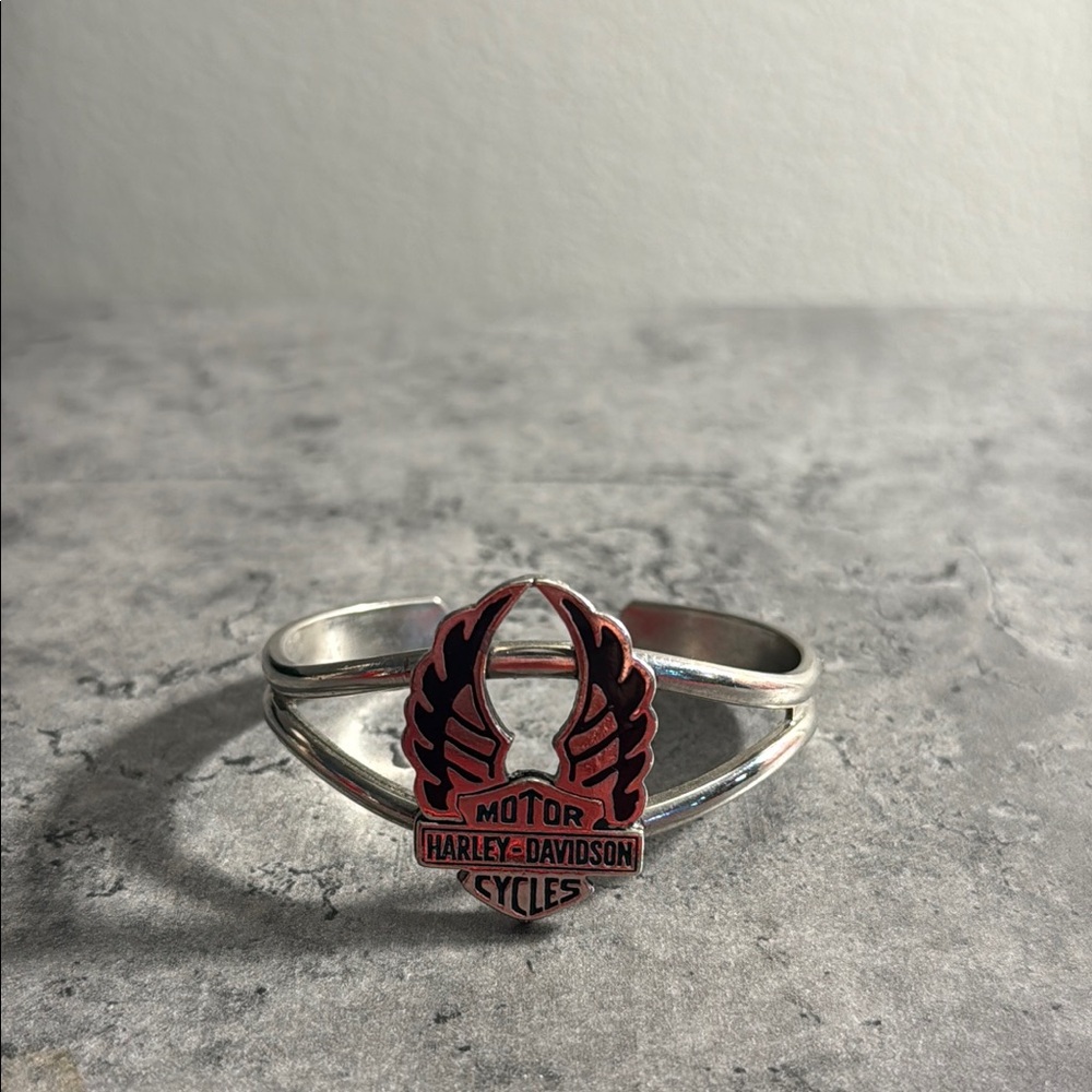 Vintage Harley-Davidson Silver and Black Bracelet